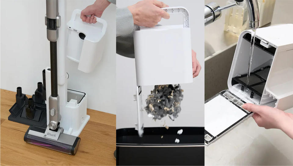 Simply remove the bagless dust bin, empty it and wash with water. Easy! (Photo: Sharkninja)