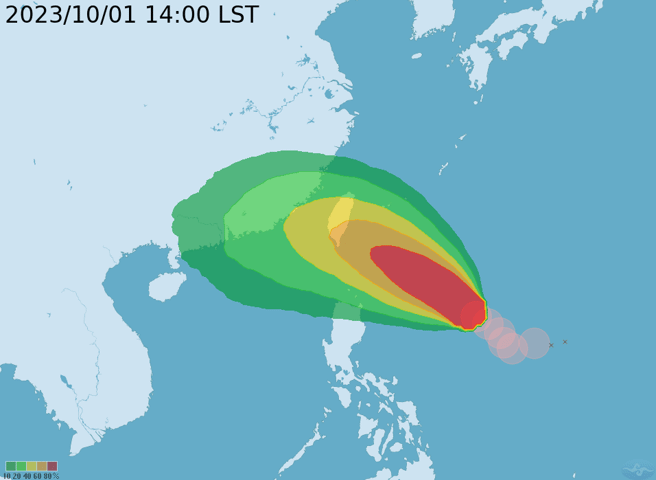 氣象署指出，輕颱「小犬」路徑往北修正，颱風中心碰觸到台灣南側陸地。(翻攝自氣象署)