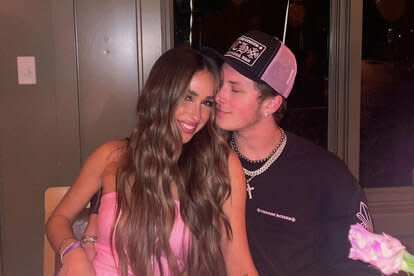 Ariana Biermann with her boyfriend Hudson McLeroy, while they are out to dinner together.