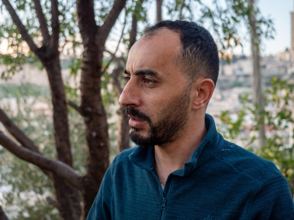 Ramzi Abbasi says he was tortured in an Israeli prison and witnessed others being tortured, including being sexually assaulted. (Mo Abbas / NBC News)