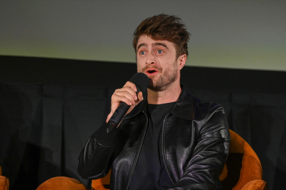 BROOKLYN, NEW YORK - NOVEMBER 01: Daniel Radcliffe speaks during the US Premiere Of Weird: The Al Yankovic Story at Alamo Drafthouse Cinema Brooklyn on November 01, 2022 in Brooklyn, New York. (Photo by Slaven Vlasic/Getty Images for The Roku Channel)