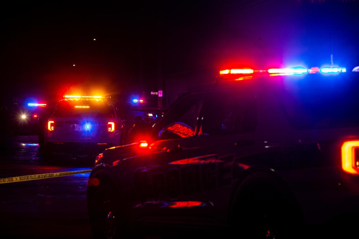 Police lights are seen on Wednesday, Jan. 11, 2023, in Rockford.