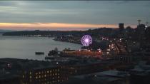 <p>The giant Ferris wheel at Pier 57 also was colored purple.<i> (Photo: Twitter)</i></p>