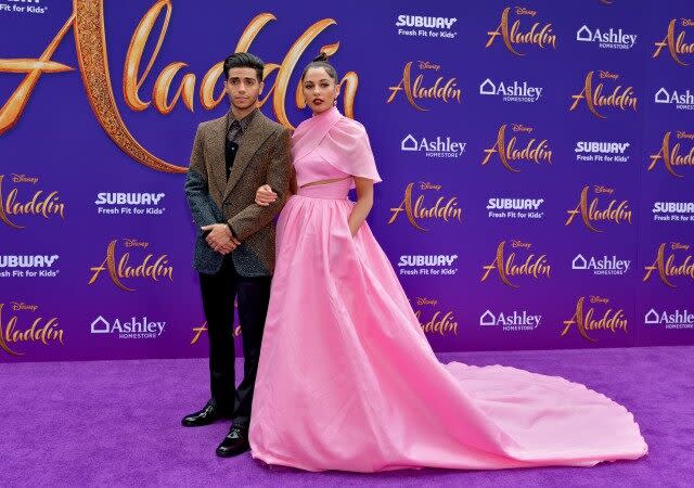 Mena Massoud and Naomi Scott  Aladdin Premiere