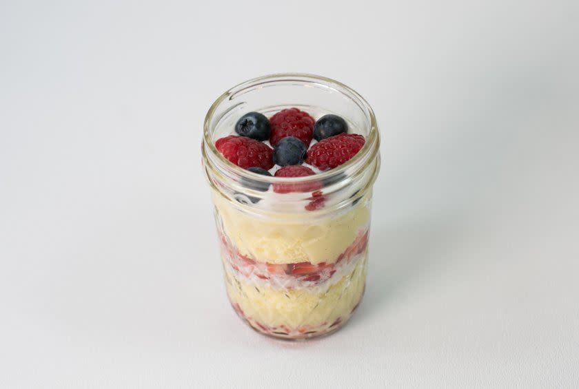 <p>An airy genoise cake is layered with a fresh whipped topping and plenty of berries. Not only does the jar make for a stunning presentation, it allows this dessert to double as a party favor to delight your guests.<br><br><a href="http://www.thedailymeal.com/recipes/deconstructed-mixed-berry-shortcake-mason-jar-recipe-0" rel="nofollow noopener" target="_blank" data-ylk="slk:For the Mason Jar Mixed Berry Shortcake recipe, click here.;elm:context_link;itc:0;sec:content-canvas" class="link "><b>For the Mason Jar Mixed Berry Shortcake recipe, click here.</b></a></p>