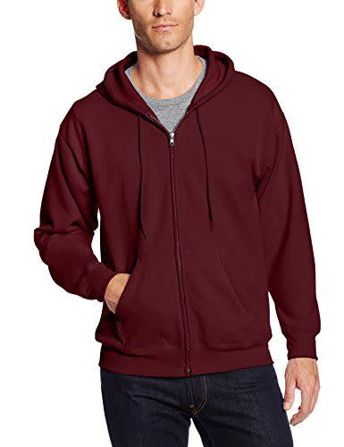 6) Hanes Men’s Full-Zip EcoSmart Fleece Hoodie