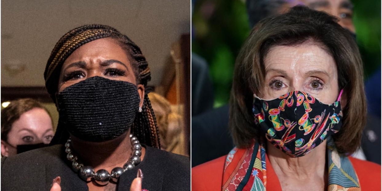 Rep. Cori Bush of Missouri and House Speaker Nancy Pelosi