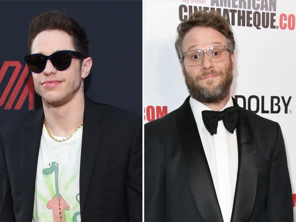 Pete Davidson (links) und Seth Rogen sind nur zwei der Stars aus "Dumb Money". (Bild: DFree/Shutterstock.com/Quinn Jeffrey/Shutterstock.com)