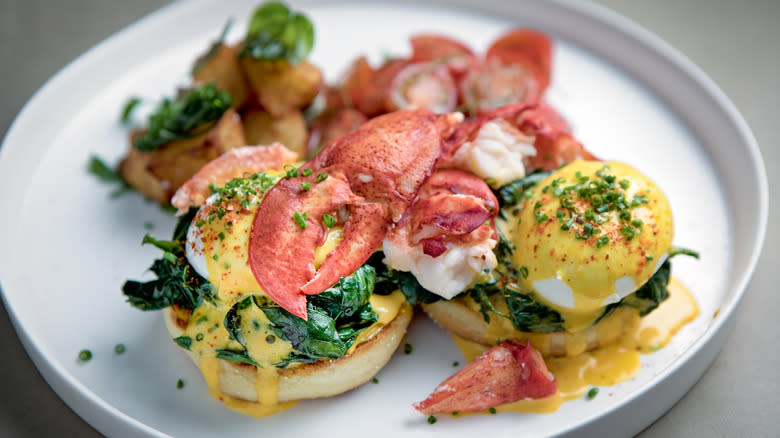 Lobster Benedict on plate