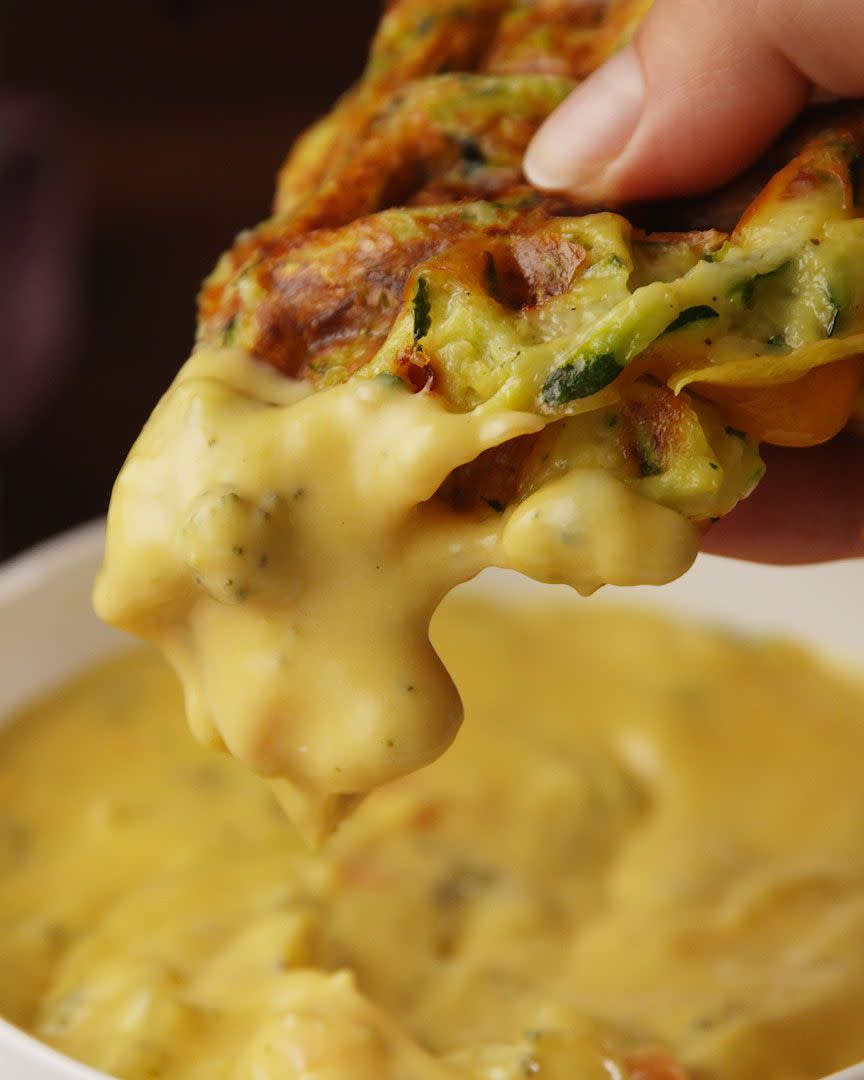 Zucchini Waffle Grilled Cheese With Broccoli Cheddar Soup
