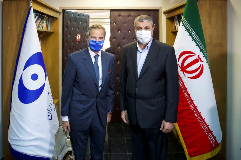 IAEA Director General Grossi meets with head of Iran's Atomic Energy Organization Eslami, in Tehran