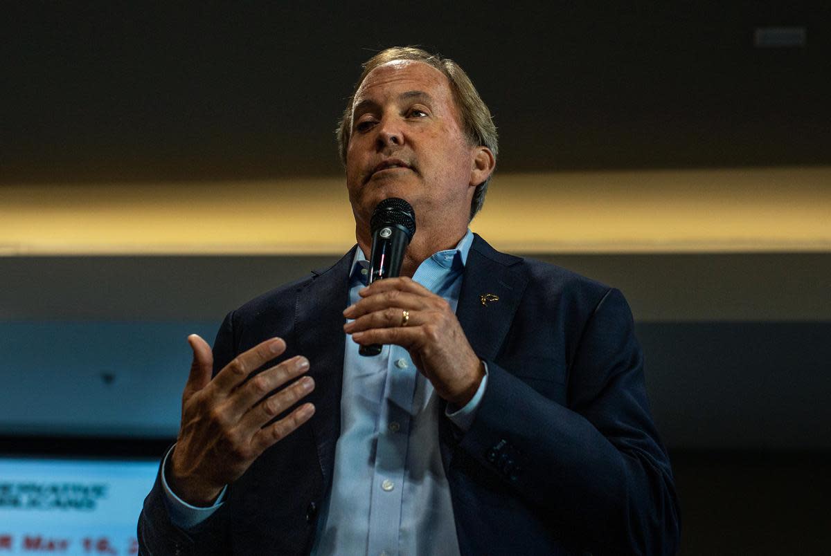 Texas Attorney General Ken Paxton attends a campaign event during a Bulverde Spring Branch Conservative Republicans meeting in Bulverde on May 16, 2022. Paxton criticized President Joe Biden’s immigration policies, championed voter fraud in Texas and praised the leaked SCOTUS draft opinion that would overturn Roe v. Wade.