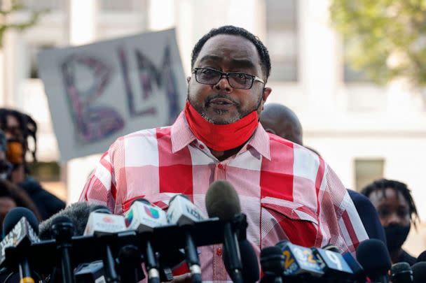 PHOTO: Jacob Blake, Sr., father of Jacob Blake. Jr., speaks during a press conference outside of the County Courthouse in Kenosha, Wis., Aug. 25, 2020.  (Kamil Krzaczynski/AFP via Getty Images)