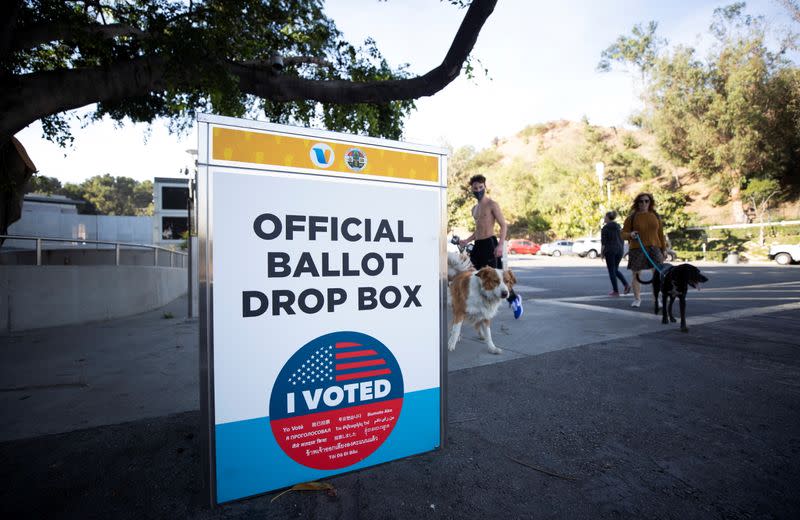 An Official Los Angeles County Ballot Drop Box is pictured during the U.S. presidential election outside Hollywood Bowl during the outbreak of the coronavirus disease (COVID-19), in Los Angeles