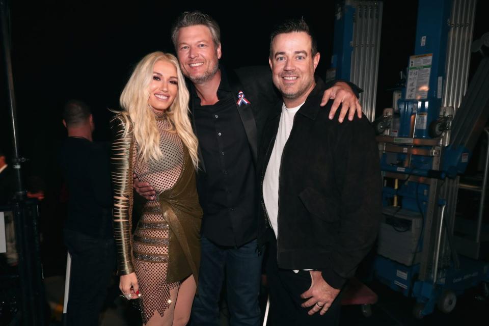 Gwen Stefani; Blake Shelton; Carson Daly