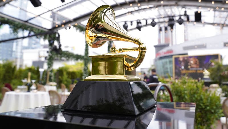 A decorative grammy at the 63rd annual Grammy Awards. The 66th annual Grammy Awards takes place Feb. 4.