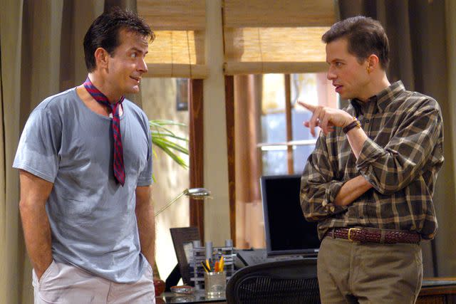 <p>Gale Adler/CBS via Getty</p> Charlie Sheen and Jon Cryer on 'Two and a Half Men'