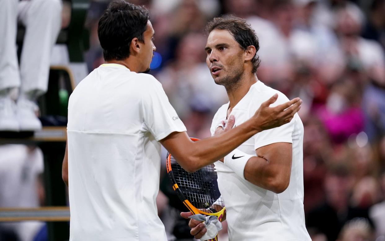 Rafael Nadal has words with Lorenzo Sonego - PA