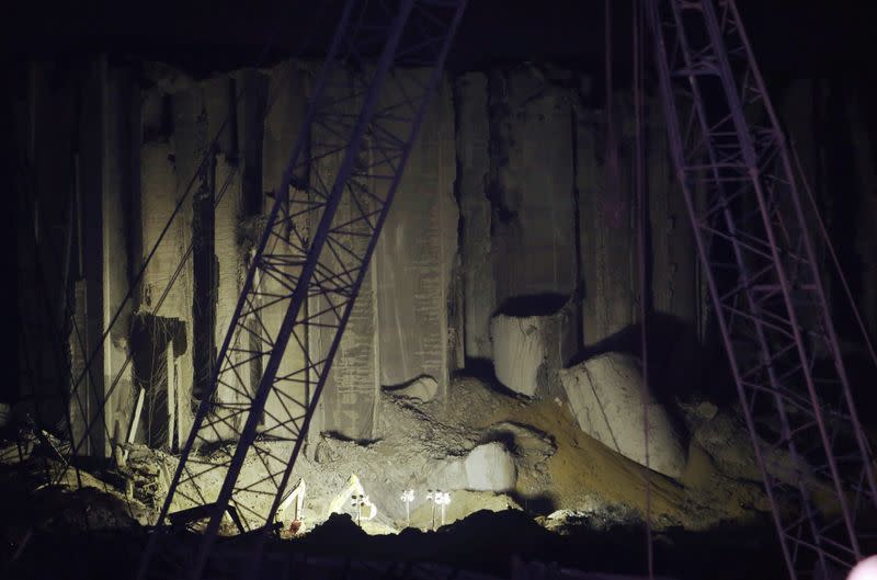 FILE PHOTO: A view of the damaged grain silo following Tuesday's blast in Beirut's port area