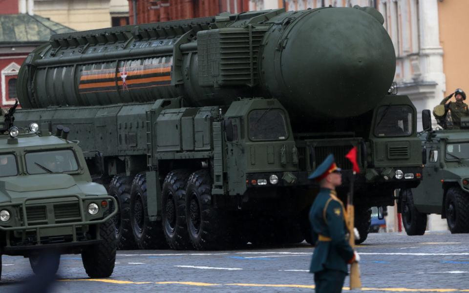 A Russian RS-24 Yars missile launcher during the Victory Day parade at Red Square in Moscow, on May 9