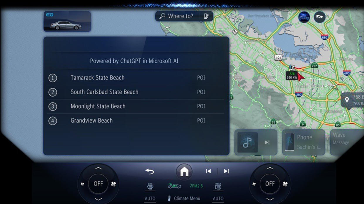  ChatGPT-boosted AI on Mercedes-Benz dashboard screen 