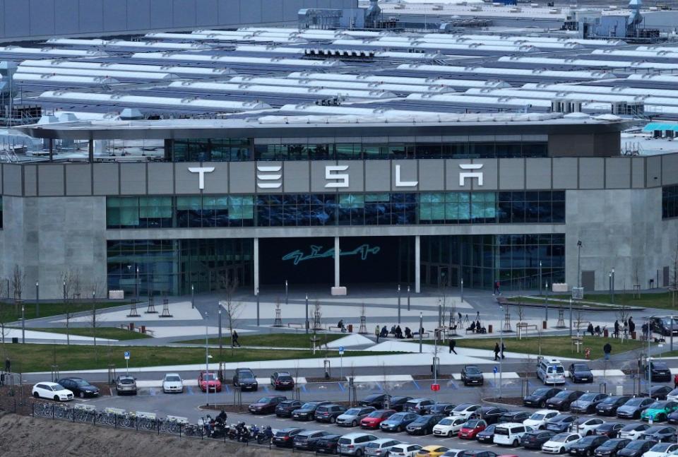 Tesla’s factory on the outskirts of Berlin was reconnected to the grid on Monday after the March 5 arson attack. Getty Images