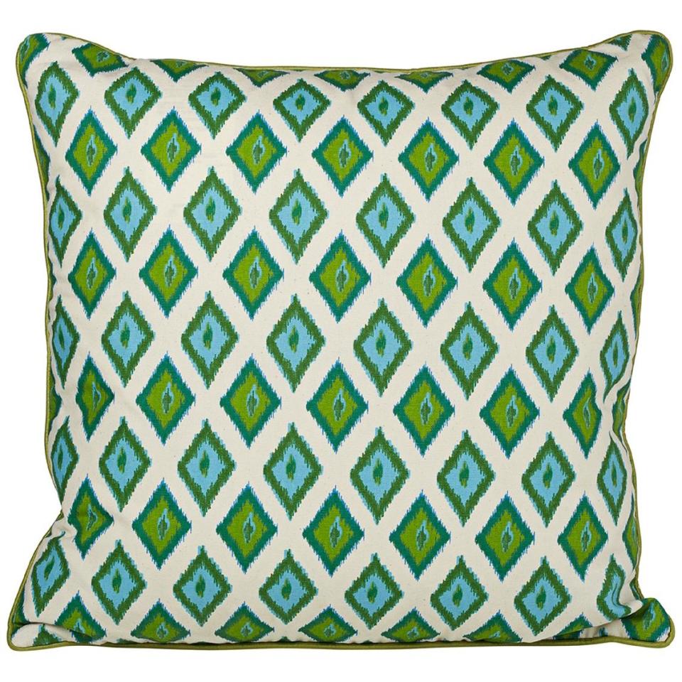 This undated publicity photo provided by Lamps Plus shows a Kite throw pillow in an emerald green ikat print, a good way to introduce one of spring’s brightest new colors (www.lampsplus.com). (AP Photo/Lamps Plus)