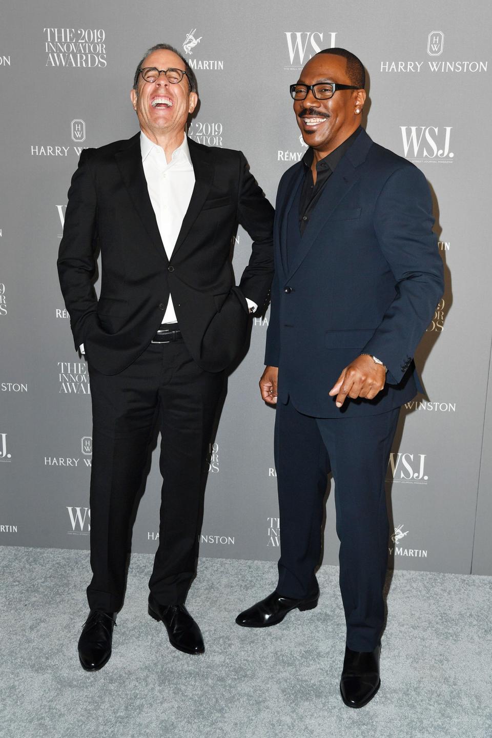 Jerry Seinfeld and Eddie Murphy make each other laugh at the 9th Annual <i>WSJ.</i> Magazine Innovator Awards in N.Y.C. on Wednesday. 