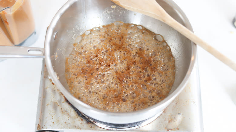 sugar cooking on the stove