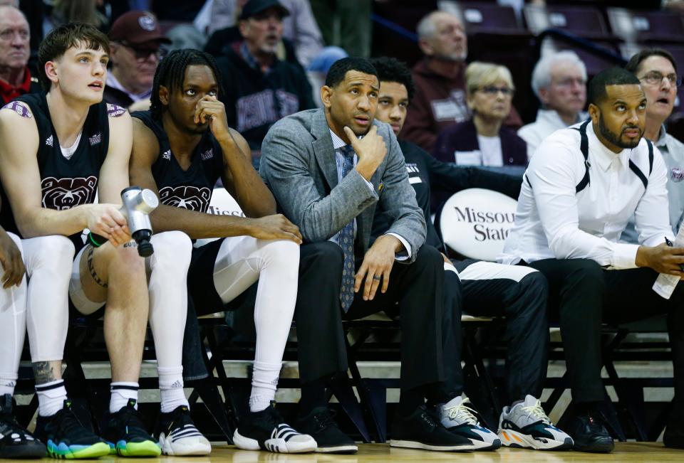 Missouri State Head Coach Dana Ford as the Bears took on the Belmont Bruins at Great Southern Bank Arena on Wednesday, Feb. 8, 2023.