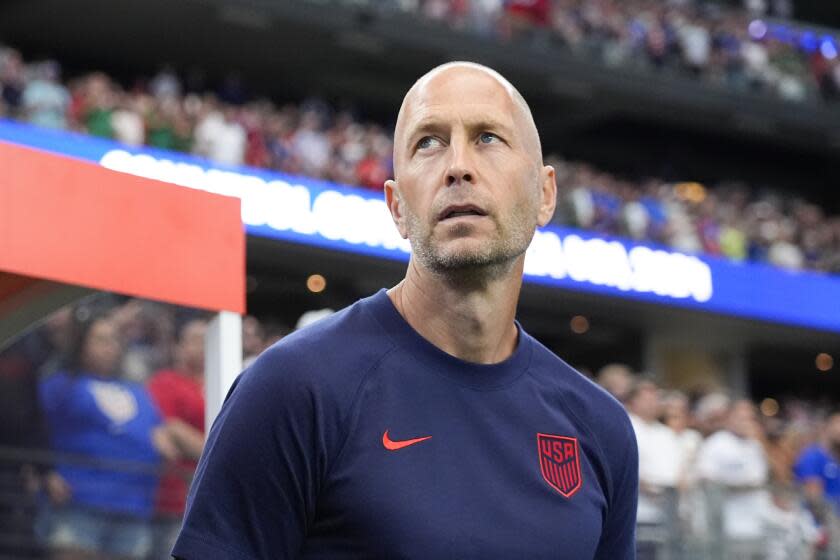 Coach Gregg Berhalter of the United States looks on during a Copa America Group C soccer match.