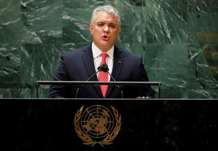 Colombia's President Ivan Duque addresses the 76th Session of the U.N. General Assembly in New York City