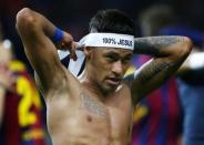 Neymar celebrates scoring the third goal for Barcelona. Reuters / Michael Dalder