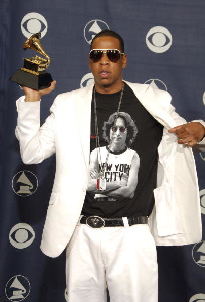 Jay-Z, winner of Best Rap/Sung Collaboration for 'Numb/Encore' (Photo by SGranitz/WireImage for The Recording Academy) 