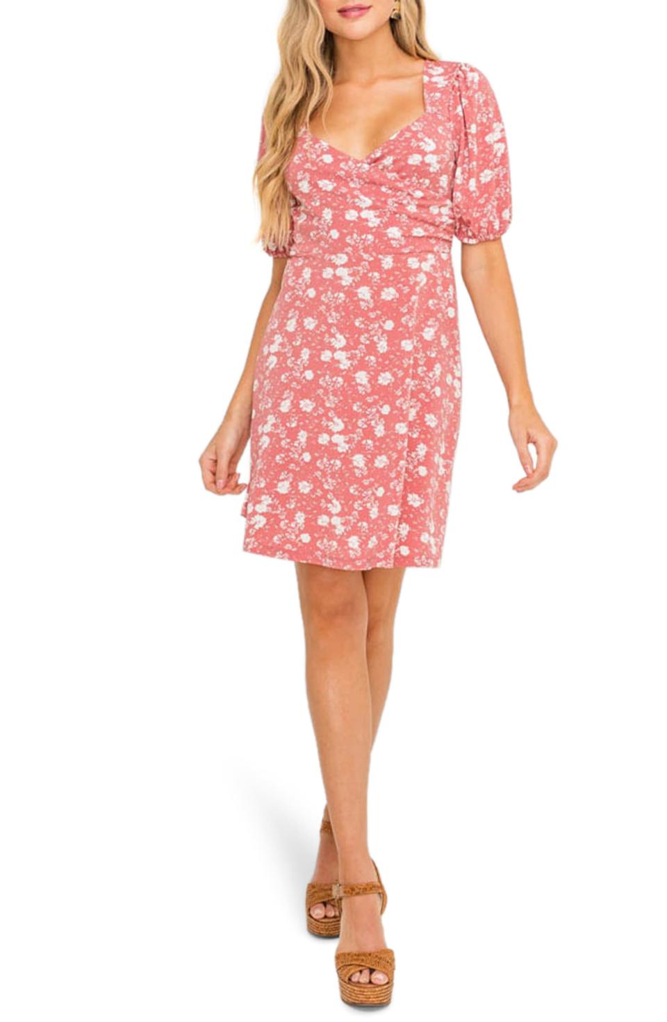 Surplice Minidress ALL IN FAVOR. Image via Nordstrom. 