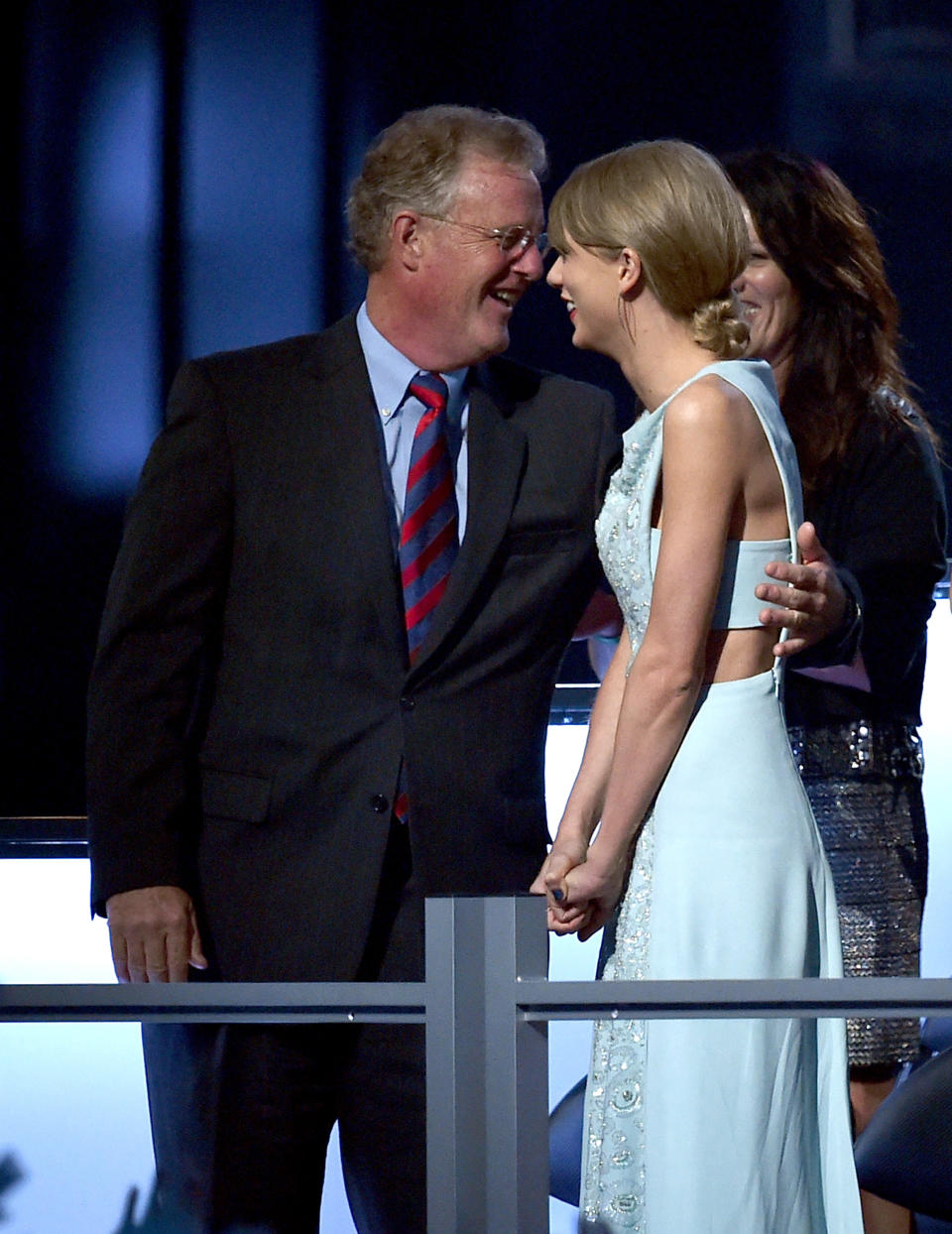 ARLINGTON, TX - APRIL 19:  Scott Kingsley Swift (L) and his daughter, honoree Taylor Swift, attend the 50th Academy of Country Music Awards at AT&T Stadium on April 19, 2015 in Arlington, Texas.  (Photo by Ethan Miller/Getty Images for dcp)