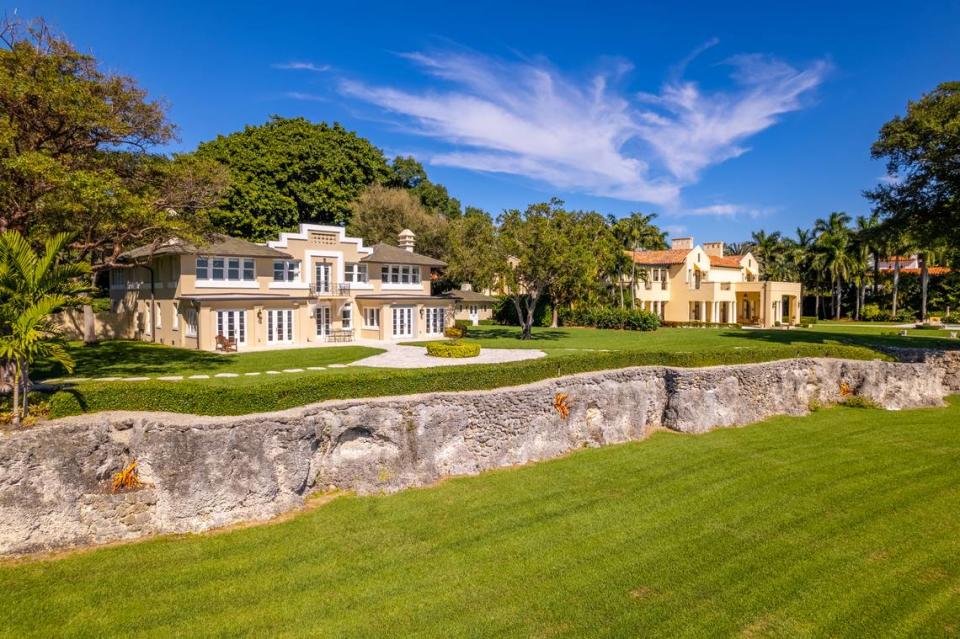 Billionaire financier Ken Griffin bought Adrienne Arsht’s former estate, which consists of the historic Villa Serena, at left, and Arsht’s mansion, at far right.