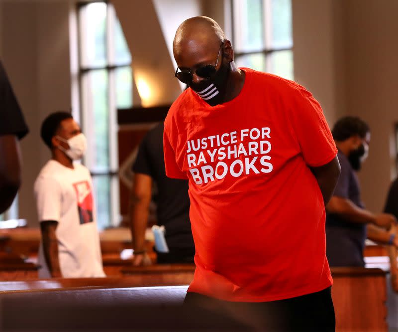 The body of Rayshard Brooks, who was shot dead by an Atlanta police officer, is viewed by mourners at Ebenezer Baptist Church in Atlanta