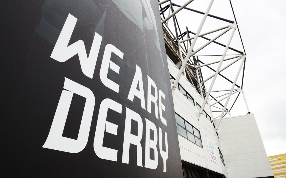 Exterior view of Derby County's home ground Pride Park Stadium – Football League chief insists he does not want Derby County relegated or expelled - GETTY IMAGES