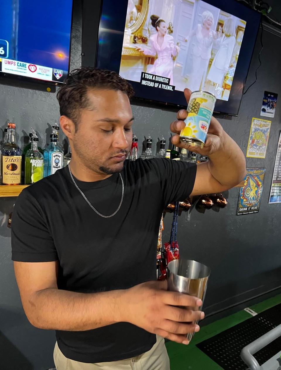 Jamal Gomez, of Gridiron Pizza & Sports Bar, said his passion is concocting new drinks and making customers happy.