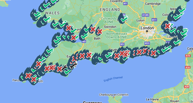 Much of the south coast has warnings on the water quality. (PA) 