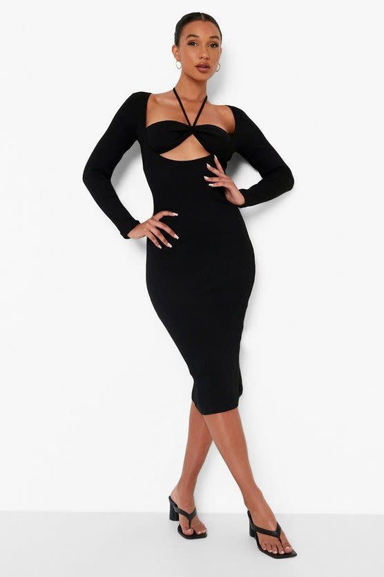 Double Layer Premium Rib Midi Dress