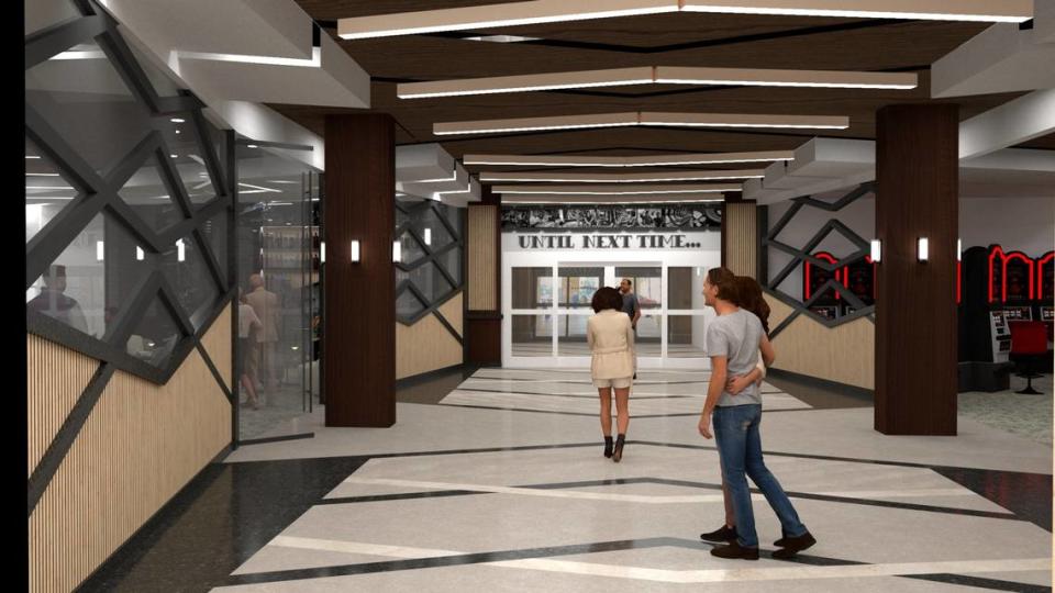 The entrance at Hollywood Casino Gulf Coast is getting a modern look and new amenities. A new front desk is open and an upscale lobby bar is under construction.