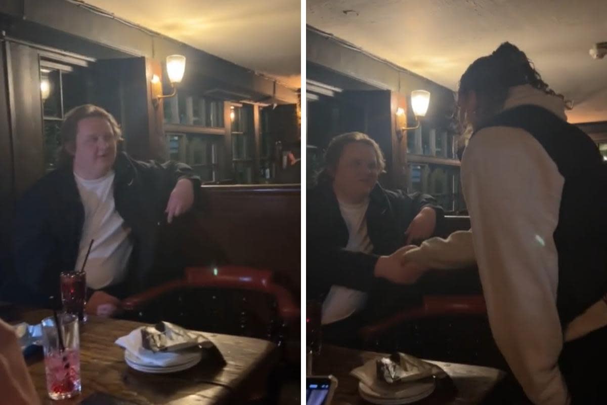 Lewis Capaldi serenaded by a fan <i>(Image: @el1ab0yle on TikTok)</i>