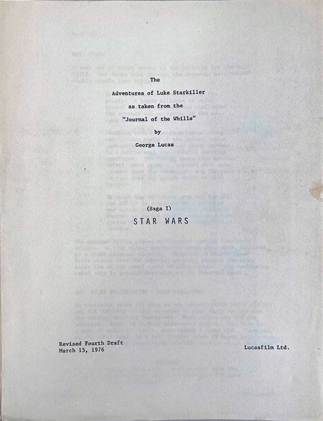 Star Wars script sale