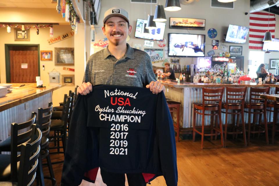 Honor Allen holds the title of national oyster shucking champion. He will compete in the next competition Oct. 15 to 16 in Lexington Park, Maryland.