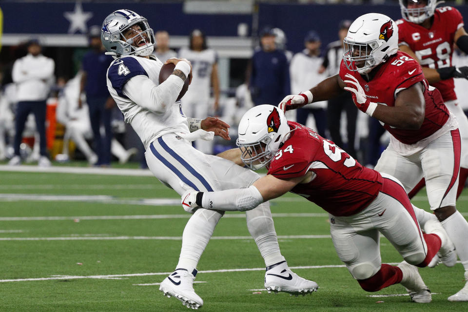 Dak Prescott and the Dallas Cowboys saw their hopes of getting the NFC's No. 1 seed vanish on Sunday. (Photo by Richard Rodriguez/Getty Images)