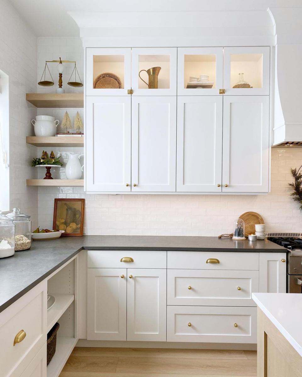Kitchen with white cabinets