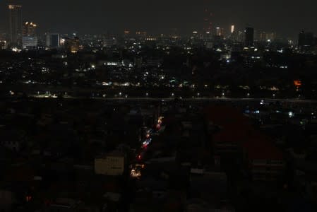 General view of the capital city of Jakarta during a major power blackout