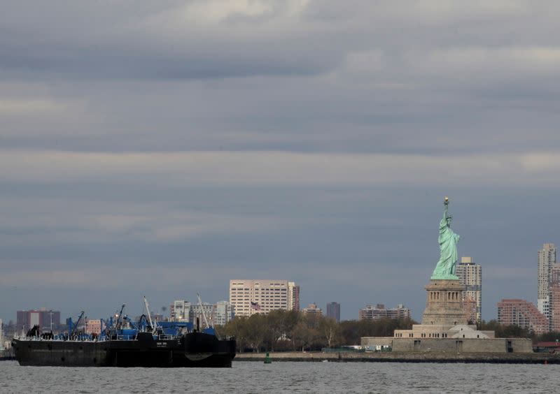 FILE PHOTO: An oil tanker is anchored in New York Harbor